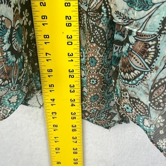 Lane Bryant Blouse Women's Size 18/20 Brown/Teal Floral Geometric Asymmetrical - Picture 5 of 8